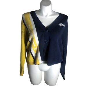 Michigan Wolverines NCAA The Wild Collective heavy cardigan sweater Sz Large